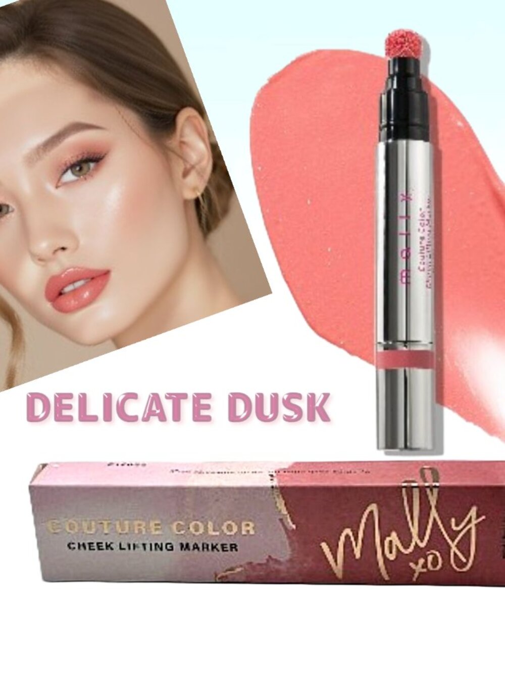 Mally XO Couture Color Cheek Lifting Blush Marker* ~ Delicate Dusk NIB 4g